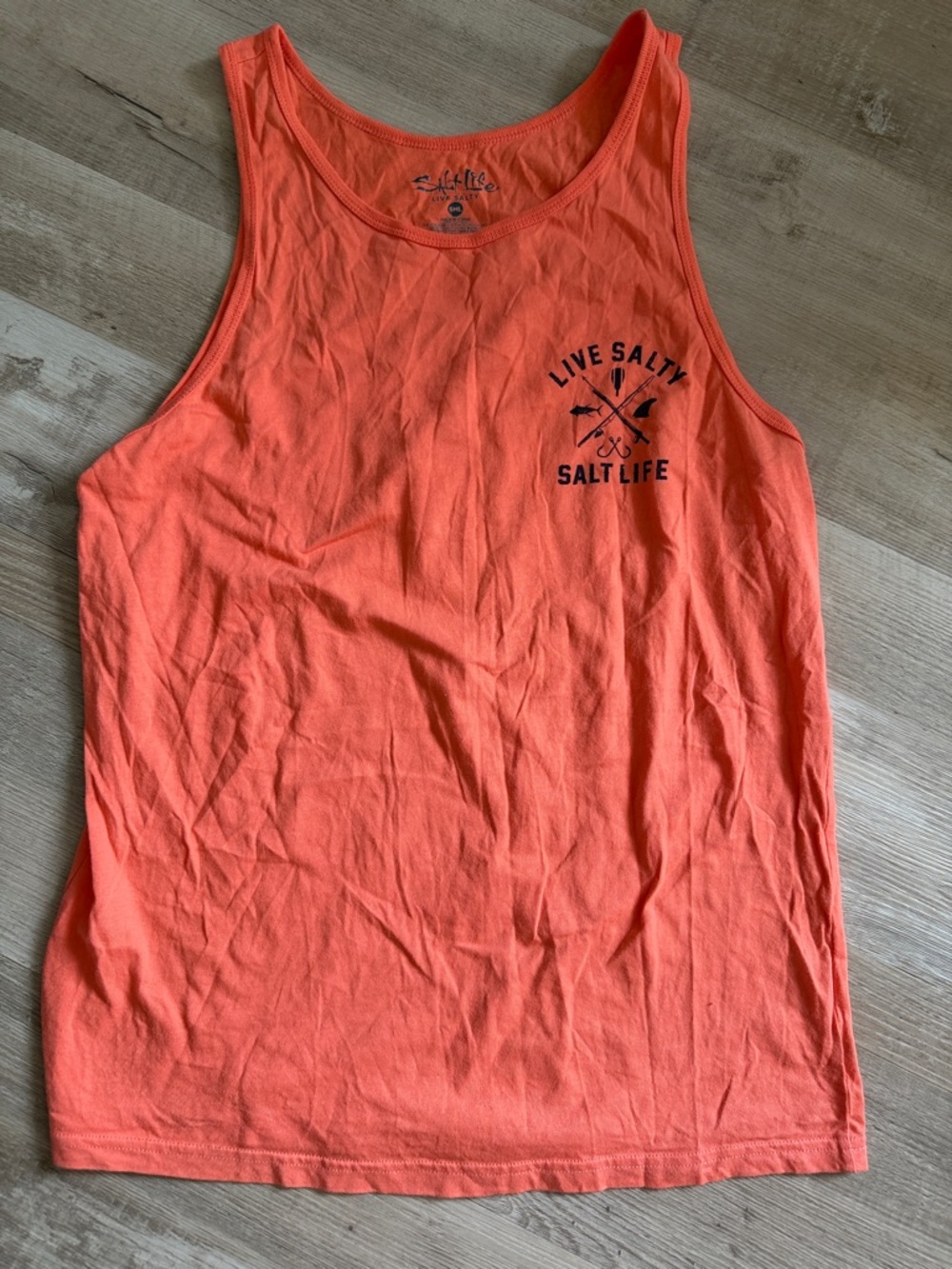 Salt Life Orange Tank Top with Small Black Logo